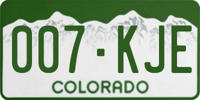 CO license plate 007KJE