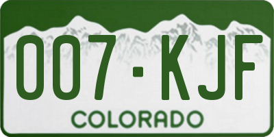 CO license plate 007KJF