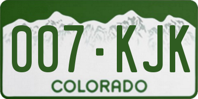 CO license plate 007KJK