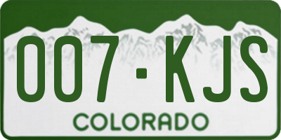 CO license plate 007KJS