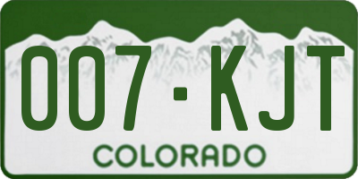 CO license plate 007KJT