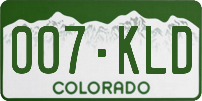CO license plate 007KLD