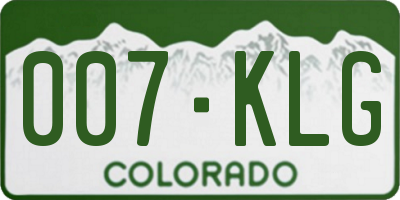 CO license plate 007KLG