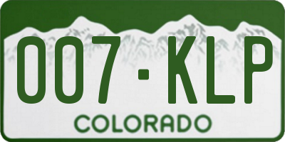 CO license plate 007KLP