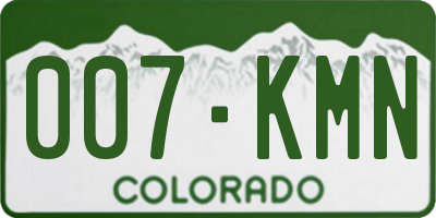 CO license plate 007KMN