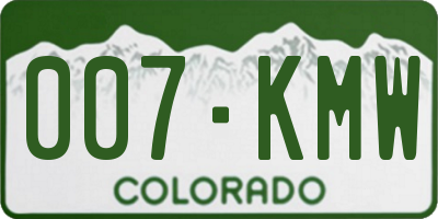 CO license plate 007KMW