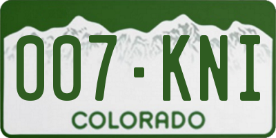 CO license plate 007KNI