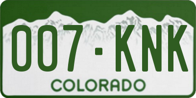 CO license plate 007KNK