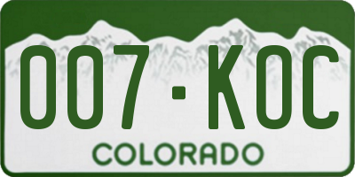 CO license plate 007KOC