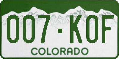 CO license plate 007KOF