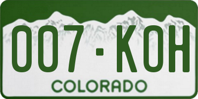 CO license plate 007KOH