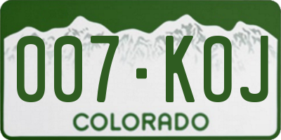 CO license plate 007KOJ