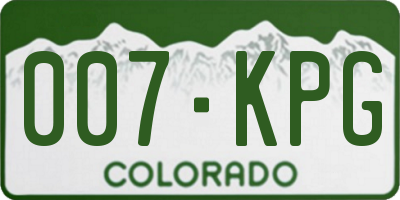 CO license plate 007KPG
