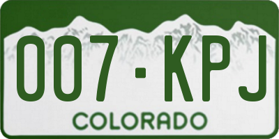 CO license plate 007KPJ