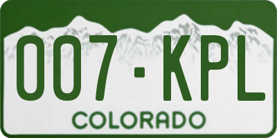 CO license plate 007KPL