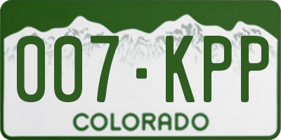 CO license plate 007KPP