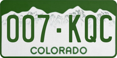 CO license plate 007KQC