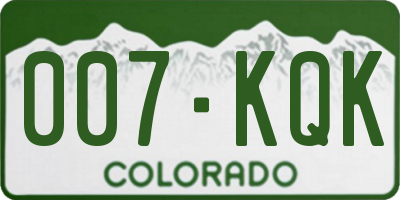 CO license plate 007KQK