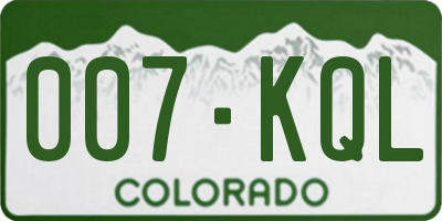 CO license plate 007KQL