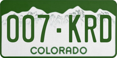 CO license plate 007KRD