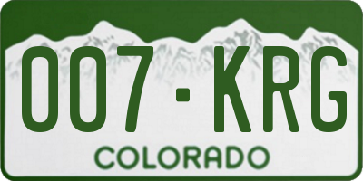 CO license plate 007KRG