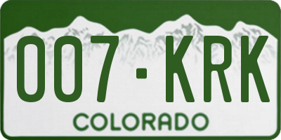 CO license plate 007KRK