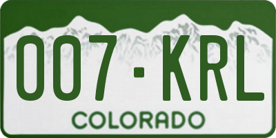 CO license plate 007KRL
