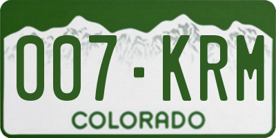 CO license plate 007KRM