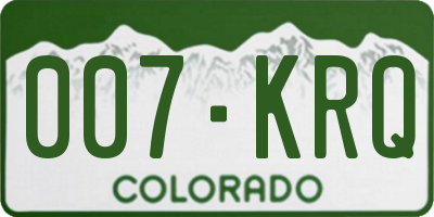 CO license plate 007KRQ