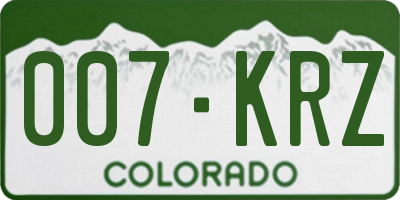 CO license plate 007KRZ
