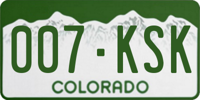 CO license plate 007KSK