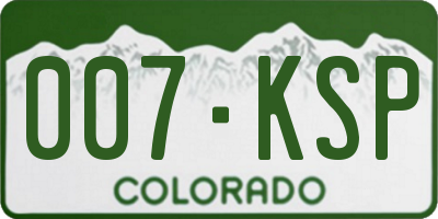 CO license plate 007KSP