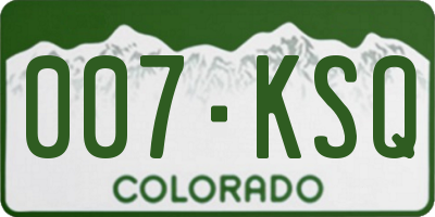 CO license plate 007KSQ