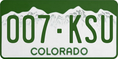 CO license plate 007KSU