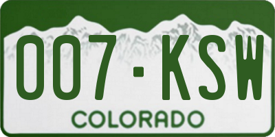 CO license plate 007KSW