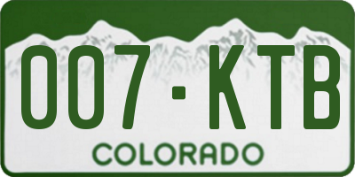 CO license plate 007KTB