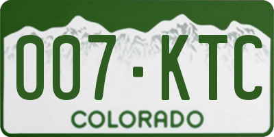 CO license plate 007KTC