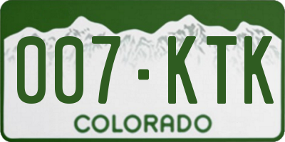 CO license plate 007KTK