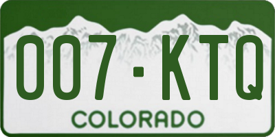 CO license plate 007KTQ