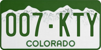 CO license plate 007KTY