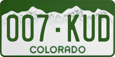 CO license plate 007KUD
