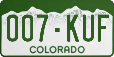 CO license plate 007KUF