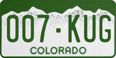 CO license plate 007KUG