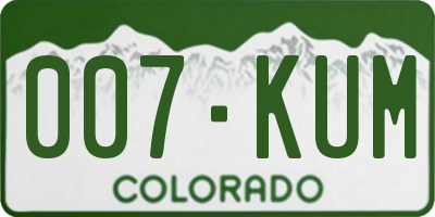 CO license plate 007KUM