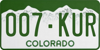 CO license plate 007KUR