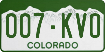 CO license plate 007KVO