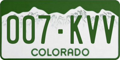 CO license plate 007KVV