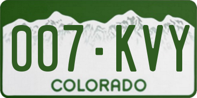 CO license plate 007KVY