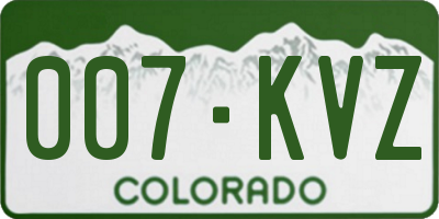 CO license plate 007KVZ