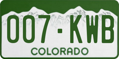 CO license plate 007KWB